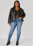 Plus Size Asymmetric Zip Front Moto Jacket