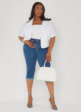 Cropped Stretch Crepe Blazer