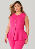 Button Front Peplum Vest
