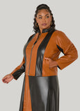 Two Tone Faux Leather Jacket