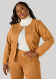 Faux Suede Open Front Jacket