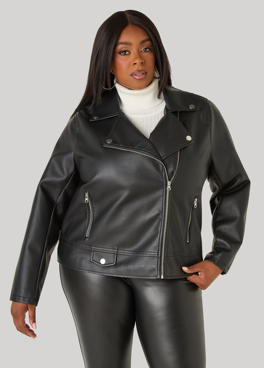 Faux Leather Moto Jacket