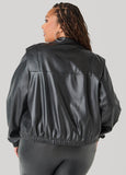 Faux Leather Bomber Jacket
