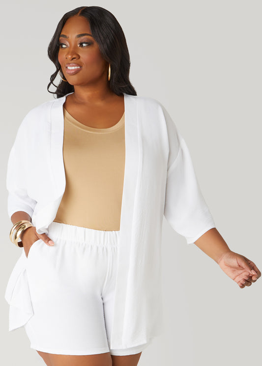 Textured Open Front Jacket