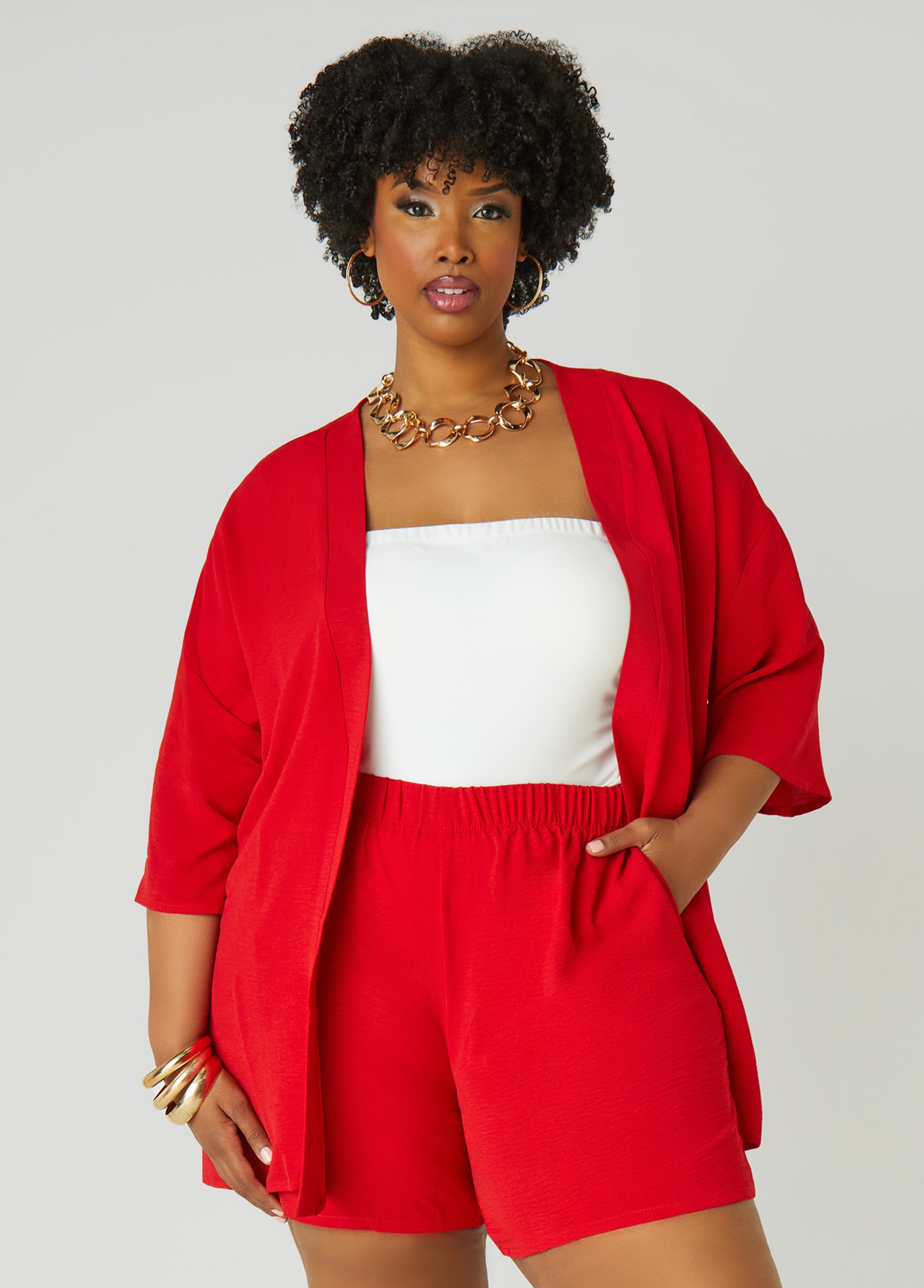 Plus Size Textured Open Front Jacket