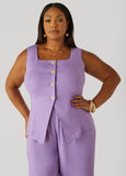 Plus Size Button Front Vest