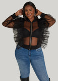 Plus Size Ruffled Tulle Jacket