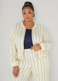 Pinstriped Zip Front Jacket