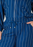 Pinstriped Zip Front Jacket