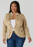 Plus Size Trendy Napoleon Jacket Knitted Military Jacket