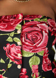 Strapless Rose Print Top
