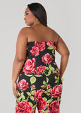 Strapless Rose Print Top