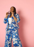 Plus Size Floral Print Blazer Plus Size Two Piece Jacket Suit Set