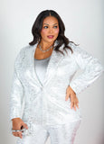 Plus Size Zebra Metallic Blazer