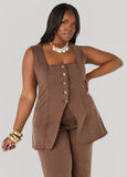Square Neck Chambray Vest