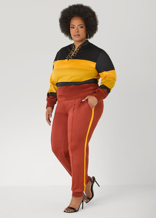 Pintucked Striped Joggers