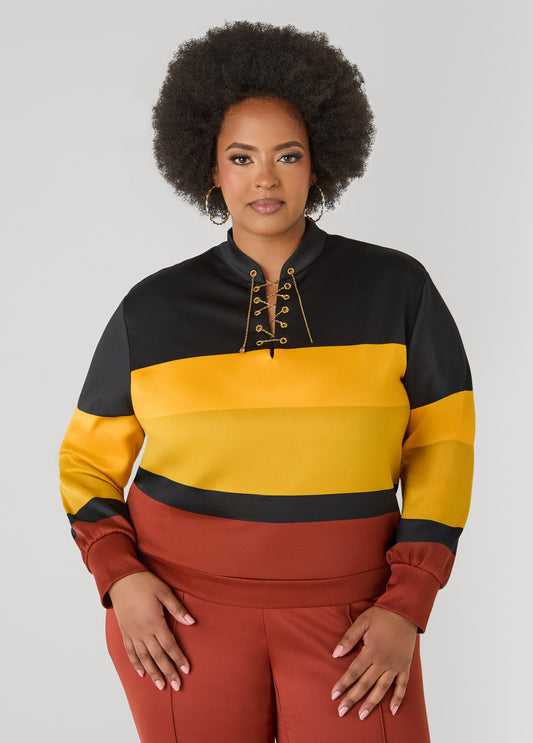 Chain Embellished Striped Pullover