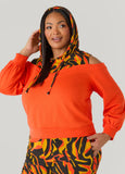 Cold Shoulder Printed Hoodie