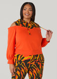 Cold Shoulder Printed Hoodie