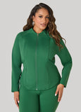 Plus Size Zip Front Knit Athletic Jacket