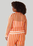 Striped Crochet Bomber Jacket