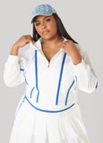 Cropped Mesh Paneled Track Jacket