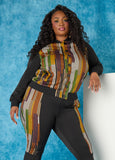 Plus Size striped 10 sequin trendy track jacket fashion two piece set