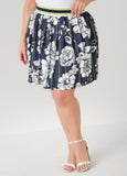 Striped And Floral Pleated Skort