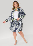 Striped And Floral Pleated Skort