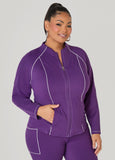 Plus Size Track Jacket Zip Front Athleisure Jacket Matching Set