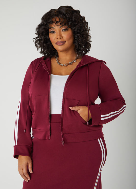 Plus Size Striped Hoodie Plus Size Track Jacket Streetwear Set
