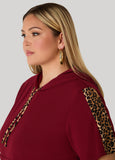 Animal Print Paneled Hoodie