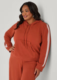Plus Size Textured Knit Striped Hoodie