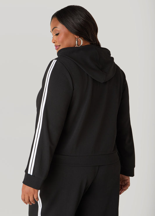 Striped Textured Knit Hoodie