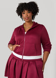 Plus Size Zip Front Striped Hoodie