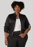 Plus Size Striped Zip Front Jacket