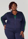Plus Size Zip Front Striped Track Jacket