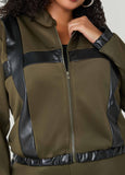 Faux Leather Paneled Track Jacket