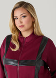 Faux Leather Paneled Track Jacket