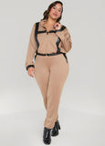Faux Leather Paneled Track Jacket