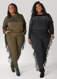 Studded Fringed Pullover