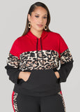 Animal Print Colorblock Hoodie