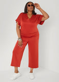 Athletic Knit V Neck Top