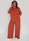 Plus Size Textured Striped Wide Leg Pants