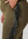 Studded Fringed Track Pants