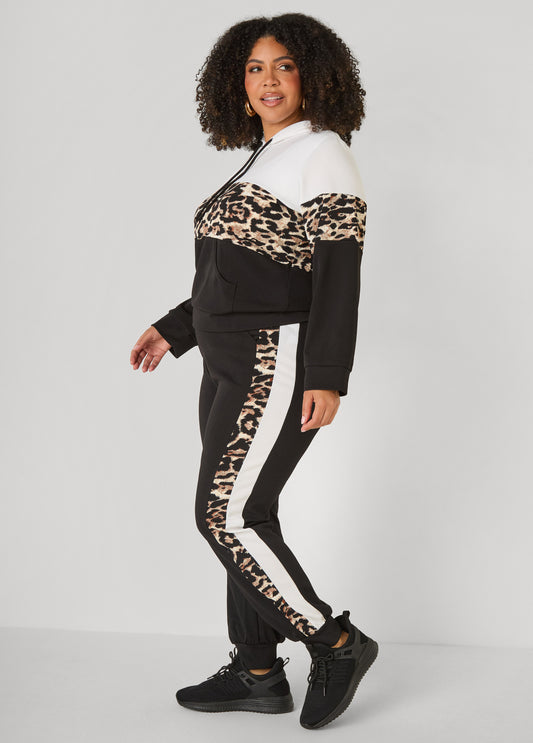 Colorblock Animal Print Joggers