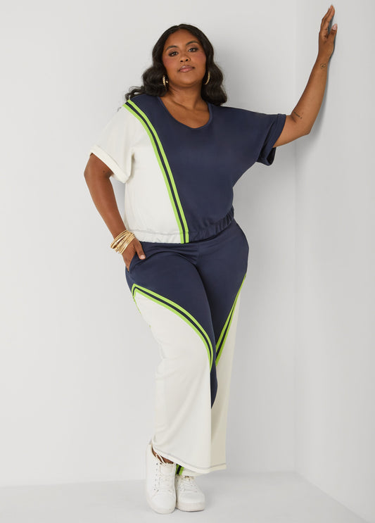 Two Tone Athletic Knit Pants