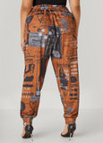 Newspaper Print Cargo Joggers