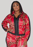 Plus Size Status Print Track Jacket