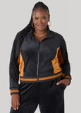 Plus Size Two Tone Velour Track Jacket